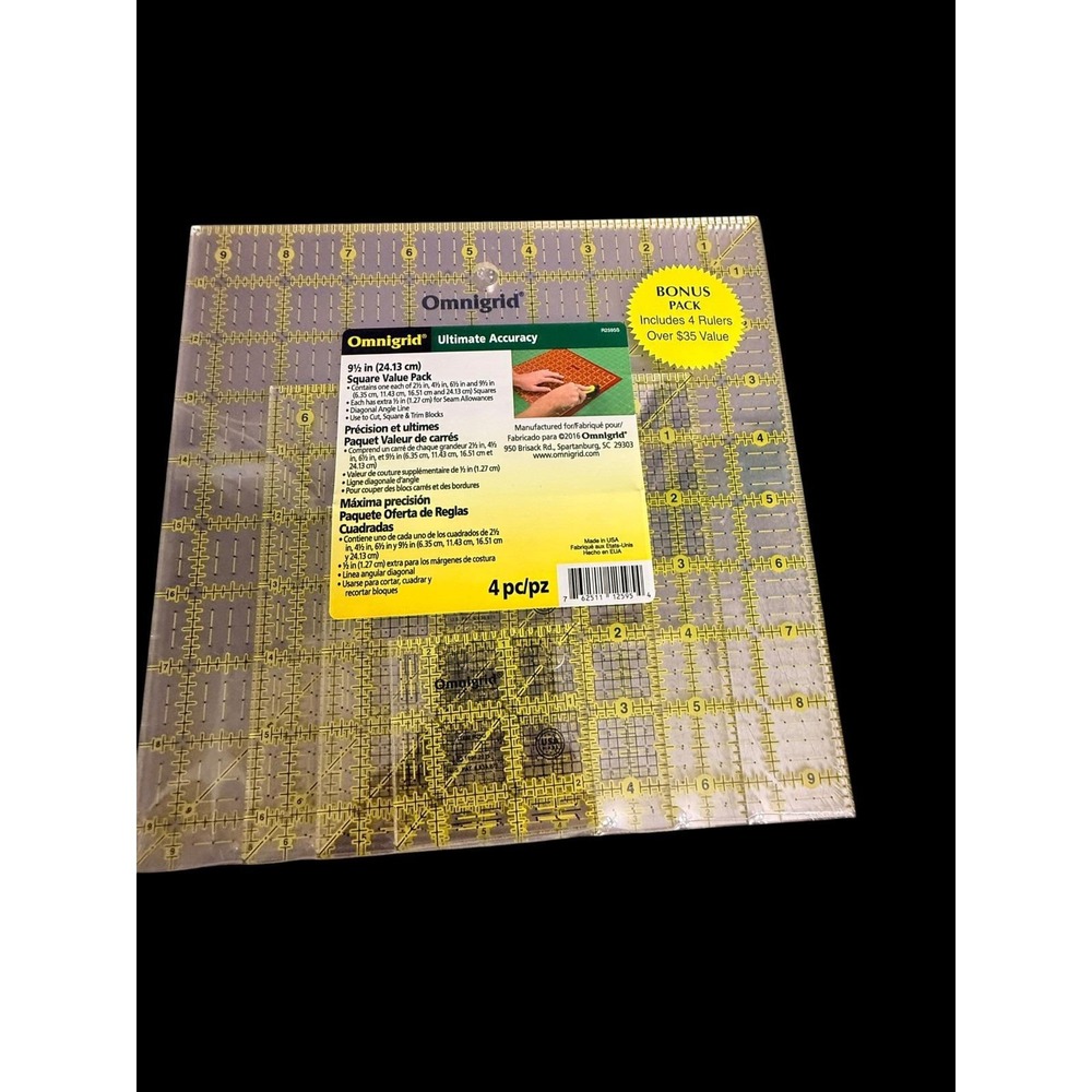 NEW Omnigrid Square Quilting Ruler Value Pack (2-1/2", 4-1/2", 6-1/2", 9-1/2")
